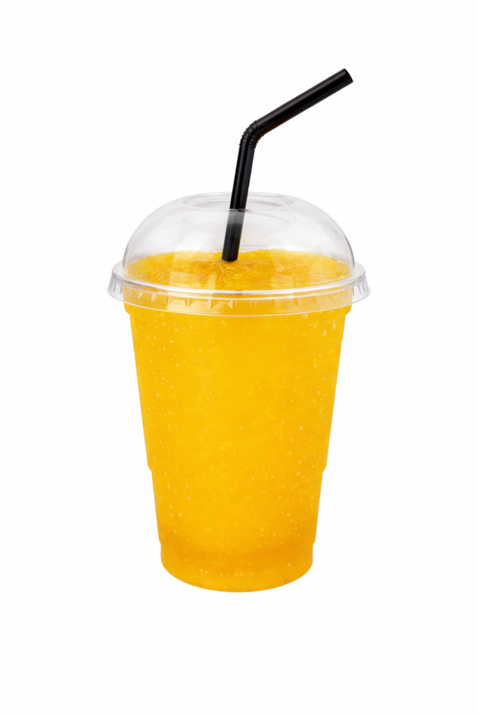 Gul slush ice med sugerør