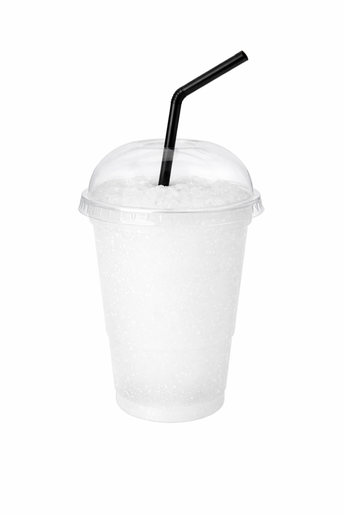 Hvid slush ice med sugerør