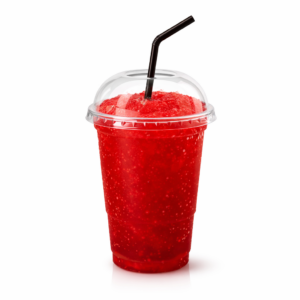 Rød slush ice med sugerør